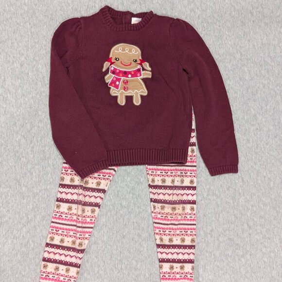 Winter Wonderland Burgundy Gingerbread Sweater and Leggings - Picture 2 of 5